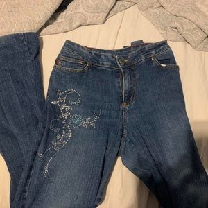 flared rhinestone jeans y2k